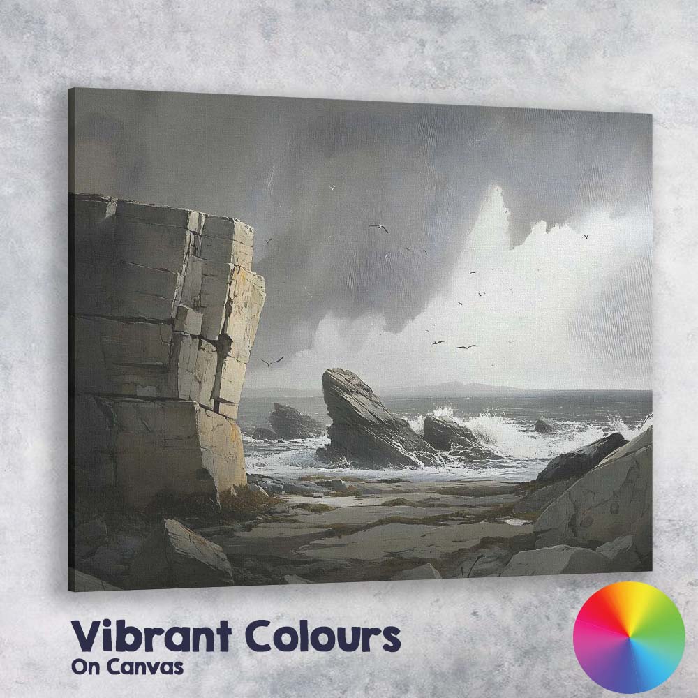 Dramatic Rocky Coast Stormy Sea Cliffs Coastal Landscape Canvas Wall Art Print Decor Picture Ready to Hang