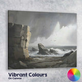 Dramatic Rocky Coast Stormy Sea Cliffs Coastal Landscape Canvas Wall Art Print Decor Picture Ready to Hang