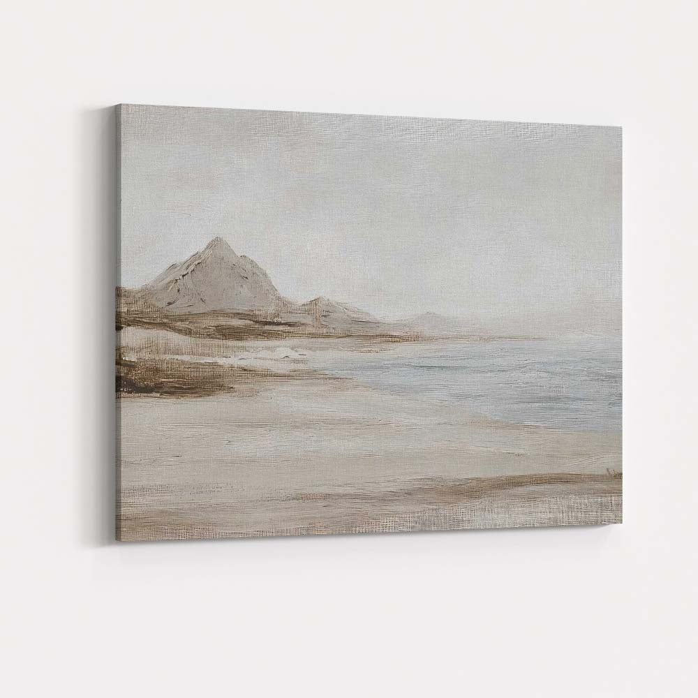 Minimalist Monochrome Coastal Mountain Seascape Landscape Canvas Wall Art Print Decor Picture Ready to Hang