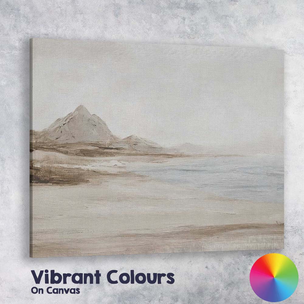 Minimalist Monochrome Coastal Mountain Seascape Landscape Canvas Wall Art Print Decor Picture Ready to Hang