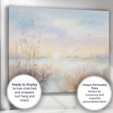 Dreamy Misty Waterside Sunrise Reed Landscape Canvas Wall Art Print Decor Picture Ready to Hang