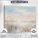 Dreamy Misty Waterside Sunrise Reed Landscape Canvas Wall Art Print Decor Picture Ready to Hang