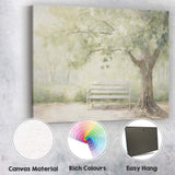 Sunlit Garden Bench Under Leafy Tree Impressionist Canvas Wall Art Print Decor Picture Ready to Hang