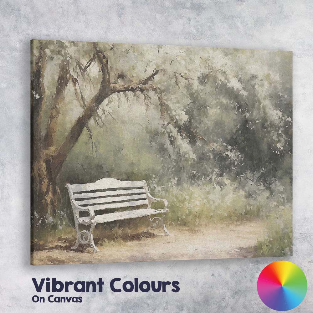 Peaceful Garden Bench Woodland Sunlight Landscape Canvas Wall Art Print Decor Picture Ready to Hang