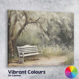 Peaceful Garden Bench Woodland Sunlight Landscape Canvas Wall Art Print Decor Picture Ready to Hang