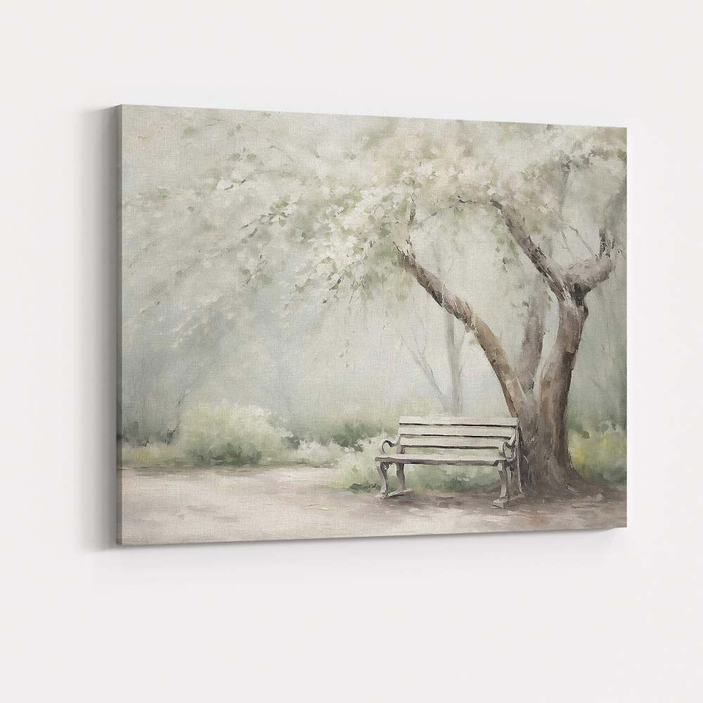 Dreamy Woodland Tree Garden Bench Sunlight Landscape Canvas Wall Art Print Decor Picture Ready to Hang