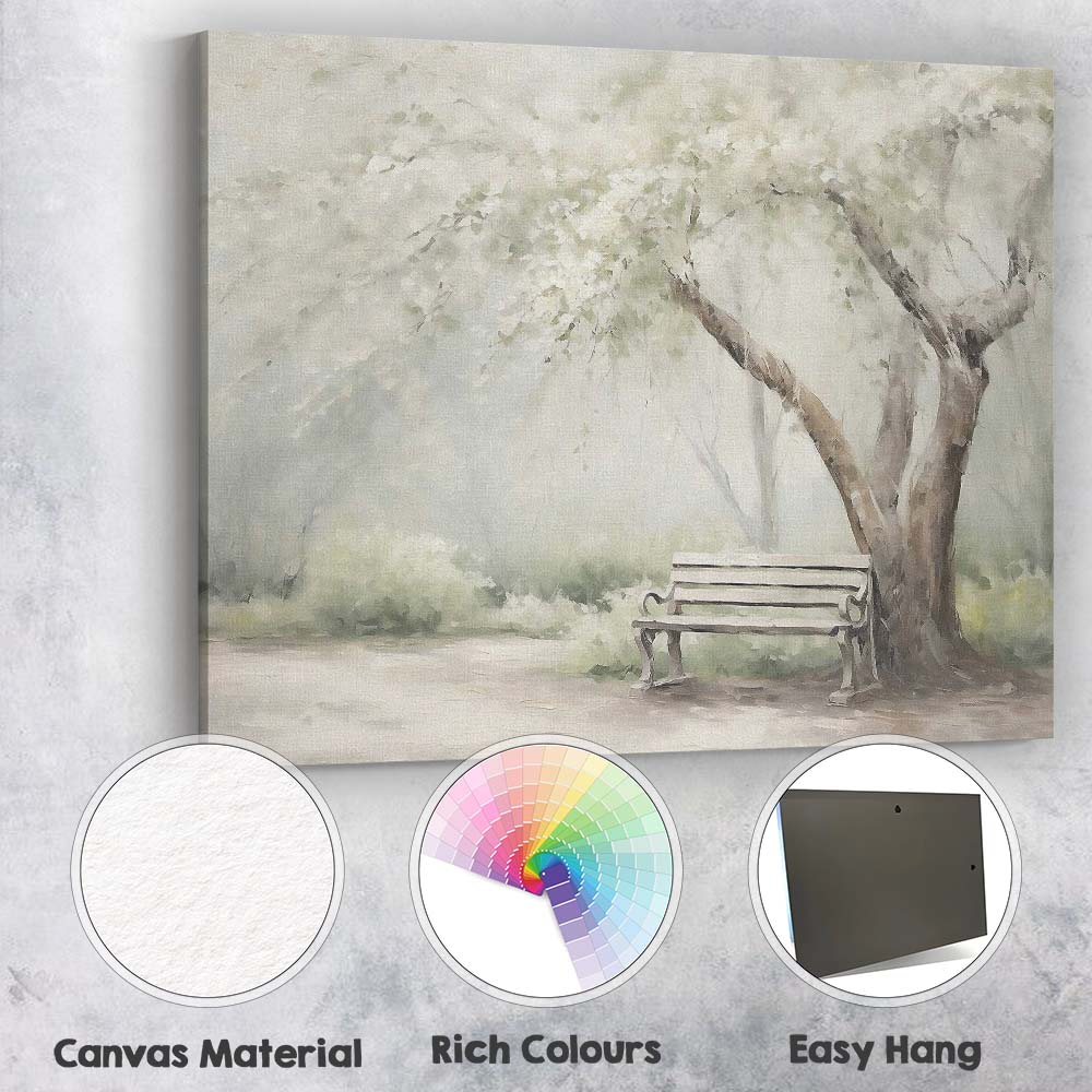 Dreamy Woodland Tree Garden Bench Sunlight Landscape Canvas Wall Art Print Decor Picture Ready to Hang