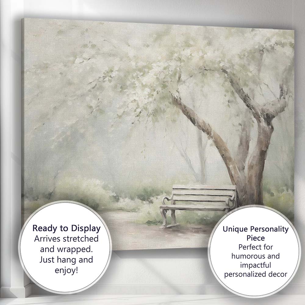 Dreamy Woodland Tree Garden Bench Sunlight Landscape Canvas Wall Art Print Decor Picture Ready to Hang