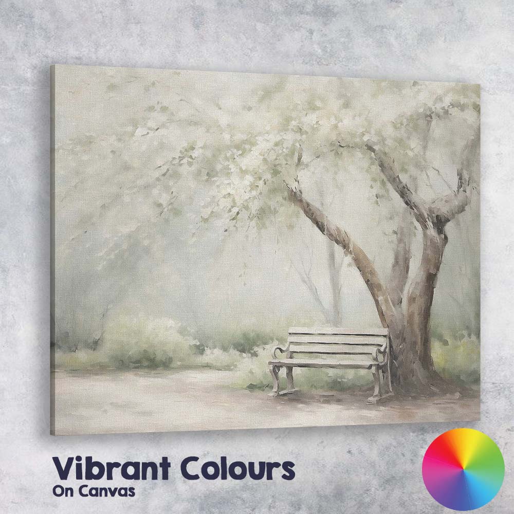 Dreamy Woodland Tree Garden Bench Sunlight Landscape Canvas Wall Art Print Decor Picture Ready to Hang