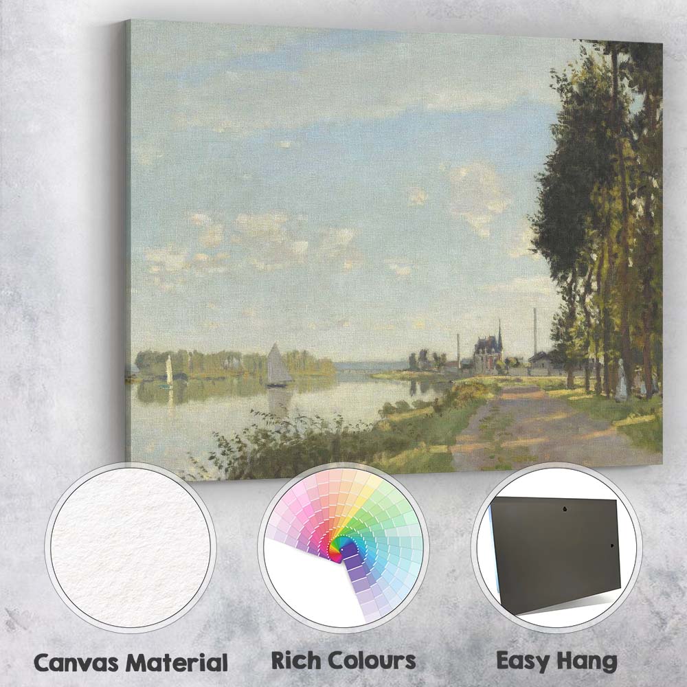 Serene Riverside Village Sailing Boats Impressionist Landscape Canvas Wall Art Print Decor Picture Ready to Hang