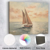 Golden Sunset Sailing Boat Ocean Seascape Canvas Wall Art Print Decor Picture Ready to Hang