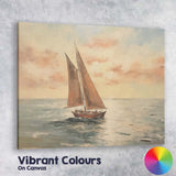 Golden Sunset Sailing Boat Ocean Seascape Canvas Wall Art Print Decor Picture Ready to Hang