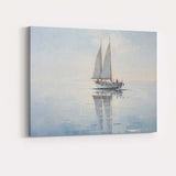 Minimalist Twin Mast Sailing Yacht Calm Water Reflection Canvas Wall Art Print Decor Picture Ready to Hang