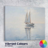 Minimalist Twin Mast Sailing Yacht Calm Water Reflection Canvas Wall Art Print Decor Picture Ready to Hang