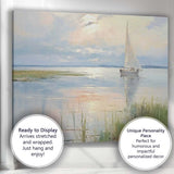 Peaceful Estuary Sailboat Reeds Coastal Sunrise Landscape Canvas Wall Art Print Decor Picture Ready to Hang