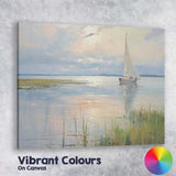 Peaceful Estuary Sailboat Reeds Coastal Sunrise Landscape Canvas Wall Art Print Decor Picture Ready to Hang