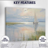 Peaceful Estuary Sailboat Reeds Coastal Sunrise Landscape Canvas Wall Art Print Decor Picture Ready to Hang