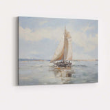 Elegant White Sailing Yacht Coastal Harbour Reflection Canvas Wall Art Print Decor Picture Ready to Hang