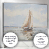 Elegant White Sailing Yacht Coastal Harbour Reflection Canvas Wall Art Print Decor Picture Ready to Hang