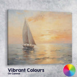 Classic Red Sailboat Evening Coastal Seascape Painting Canvas Wall Art Print Decor Picture Ready to Hang