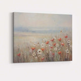 Soft Neutral Wildflower Meadow Impressionist Floral Landscape Canvas Wall Art Print Decor Picture Ready to Hang