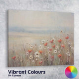 Soft Neutral Wildflower Meadow Impressionist Floral Landscape Canvas Wall Art Print Decor Picture Ready to Hang
