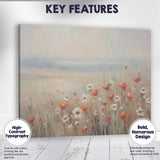 Soft Neutral Wildflower Meadow Impressionist Floral Landscape Canvas Wall Art Print Decor Picture Ready to Hang