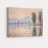 Soft Pink Dawn Lakeside Mountain Reflection Impressionist Landscape Canvas Wall Art Print Decor Picture Ready to Hang