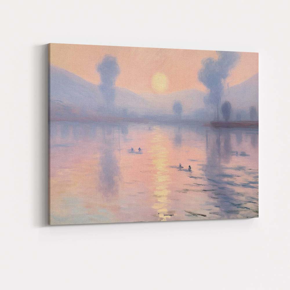 Misty Pink Sunrise Lake Reflection Tranquil Landscape Canvas Wall Art Print Decor Picture Ready to Hang