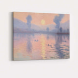 Misty Pink Sunrise Lake Reflection Tranquil Landscape Canvas Wall Art Print Decor Picture Ready to Hang
