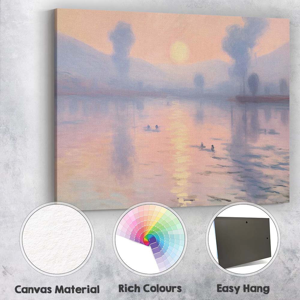 Misty Pink Sunrise Lake Reflection Tranquil Landscape Canvas Wall Art Print Decor Picture Ready to Hang