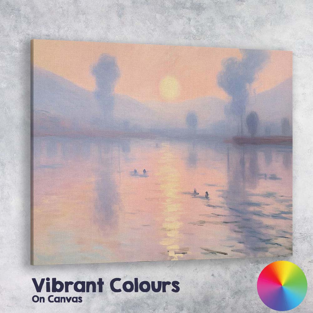 Misty Pink Sunrise Lake Reflection Tranquil Landscape Canvas Wall Art Print Decor Picture Ready to Hang
