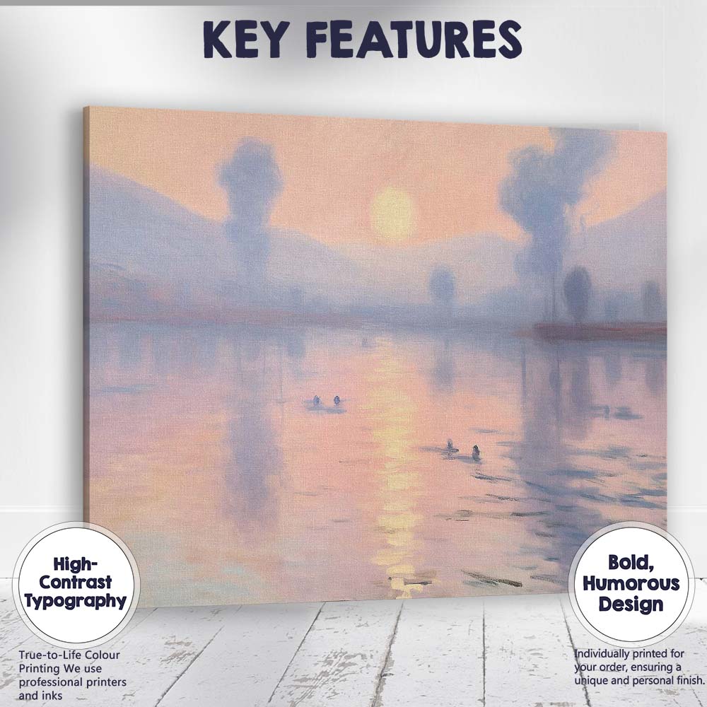 Misty Pink Sunrise Lake Reflection Tranquil Landscape Canvas Wall Art Print Decor Picture Ready to Hang