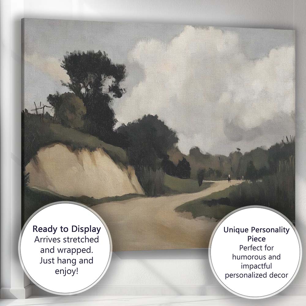 Moody Country Lane Rural Landscape Impressionist Painting Canvas Wall Art Print Decor Picture Ready to Hang