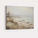 Minimalist Rocky Coastal Shore Soft Neutral Seascape Canvas Wall Art Print Decor Picture Ready to Hang