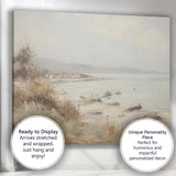 Minimalist Rocky Coastal Shore Soft Neutral Seascape Canvas Wall Art Print Decor Picture Ready to Hang