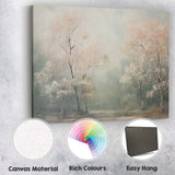 Soft Misty Woodland Blush Blossom Trees Landscape Canvas Wall Art Print Decor Picture Ready to Hang