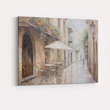 Impressionist European Old Town Cafe Street Rainy Day Canvas Wall Art Print Decor Picture Ready to Hang
