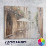 Impressionist European Old Town Cafe Street Rainy Day Canvas Wall Art Print Decor Picture Ready to Hang