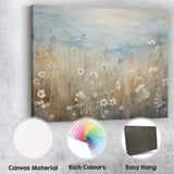Soft White Meadow Flowers Blue Sky Botanical Landscape Canvas Wall Art Print Decor Picture Ready to Hang