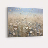 Neutral White Wildflower Meadow Botanical Nature Landscape Canvas Wall Art Print Decor Picture Ready to Hang