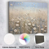 Neutral White Wildflower Meadow Botanical Nature Landscape Canvas Wall Art Print Decor Picture Ready to Hang