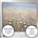 Neutral White Wildflower Meadow Botanical Nature Landscape Canvas Wall Art Print Decor Picture Ready to Hang