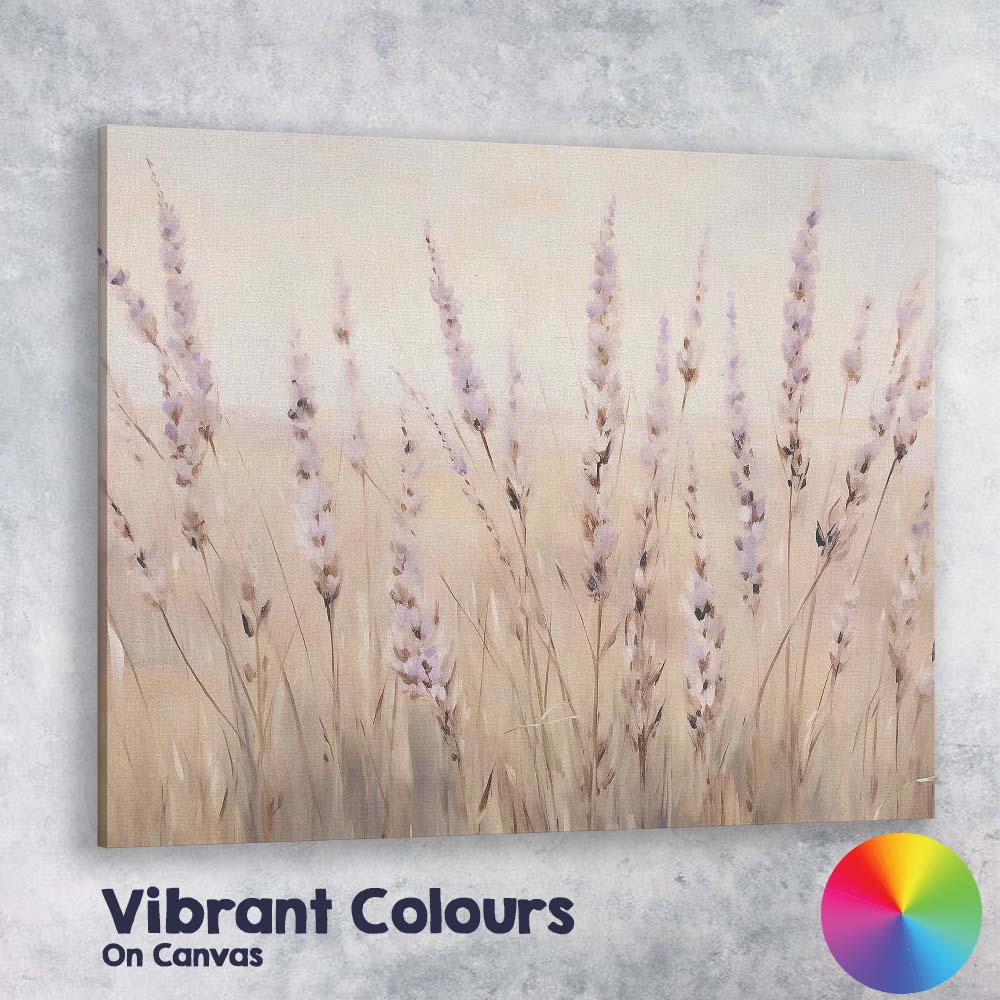 Soft Lavender Meadow Botanical Floral Watercolour Canvas Wall Art Print Decor Picture Ready to Hang