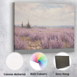 Soft Lilac Heather Field Misty Countryside Landscape Canvas Wall Art Print Decor Picture Ready to Hang