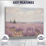 Soft Lilac Heather Field Misty Countryside Landscape Canvas Wall Art Print Decor Picture Ready to Hang