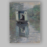 Impressionist Woman Reading On Canal Boat Riverside Scene Canvas Wall Art Print Decor Picture Ready to Hang