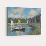 Impressionist Riverside Bridge Sailboat Summer Landscape Canvas Wall Art Print Decor Picture Ready to Hang