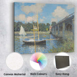 Impressionist Riverside Bridge Sailboat Summer Landscape Canvas Wall Art Print Decor Picture Ready to Hang