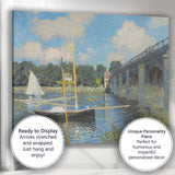 Impressionist Riverside Bridge Sailboat Summer Landscape Canvas Wall Art Print Decor Picture Ready to Hang